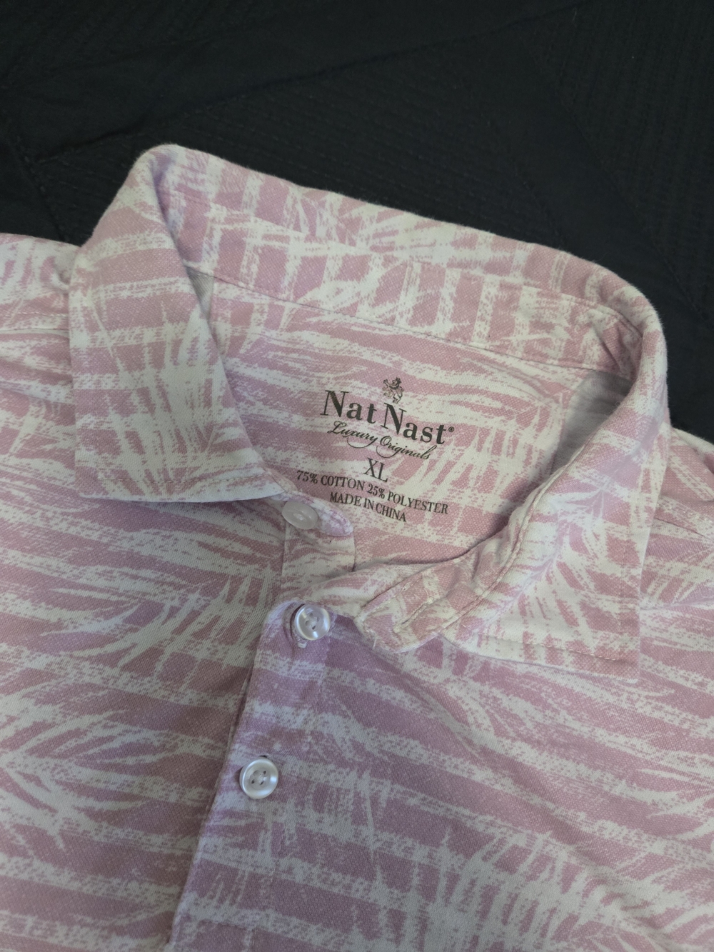 Nat Nast Pink and White Abstract Print Button-Down Shirt Xl #606